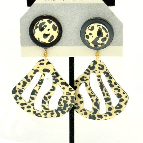 Vintage '80s Animal Print Post Dangle Earrings - Estate Collection - Picture 2 of 5